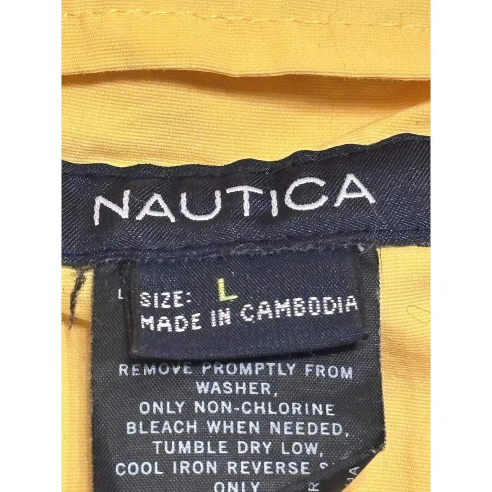 Nautica Mens Swim Trunks Size L Board Shorts Yellow Nylon Colorblock NS-83